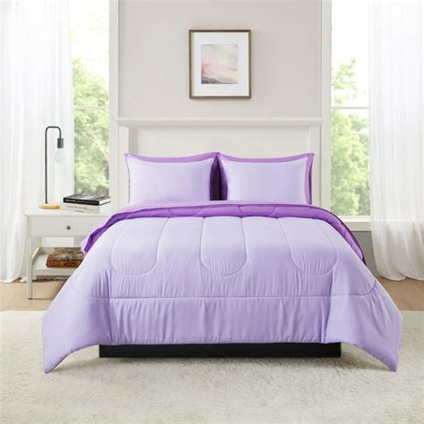 Mainstays 7 Piece Reversible Purple Bed In A Bag Comforter Set With