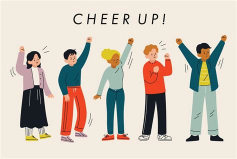 People Are Cheering With Their Arms Raised Hand Drawn Style Vector