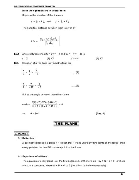 3d Geometry Class 12 Notes For Iit Jee And Boards