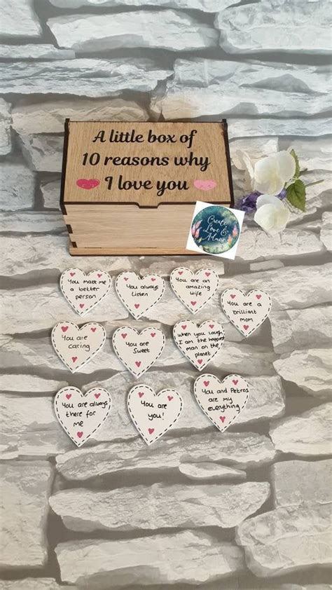10 Reasons Why I Love You Box Wooden Box And Hearts Personalised