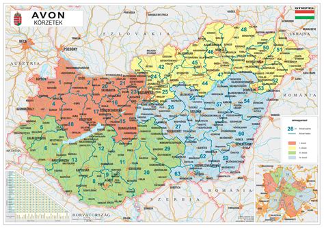 Közigazgatási egységek, úthálózati, vasúthálózati, vízrajzi térkép rétegek, leíró adatok. Térkép Magyarország Részletes