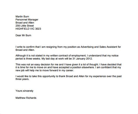 Formal Resignation Letter 16 Download Free Documents In Word Pdf