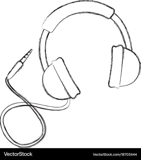 Sketch Draw Headphones Cartoon Royalty Free Vector Image