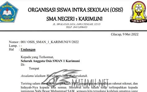 Contoh Surat Undangan Rapat Osis Yang Baik Dan Benar Matamu