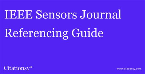 Ieee Sensors Journal Referencing Guide · Ieee Sensors Journal Citation