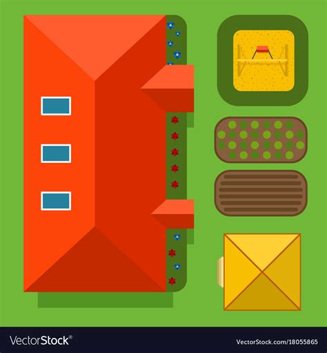 Plan Private House Top View Royalty Free Vector Image