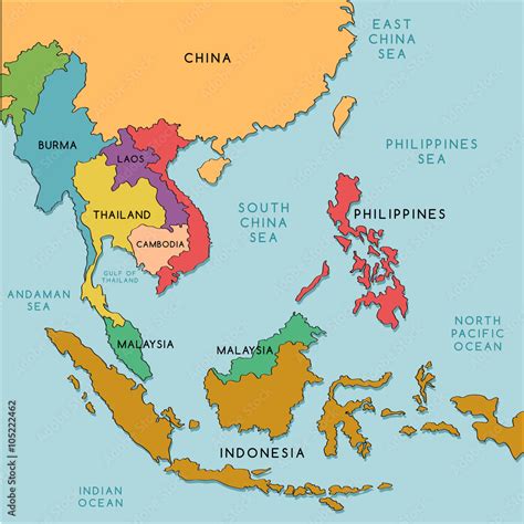 Political Map Of South Asia And Middle East Vector Im