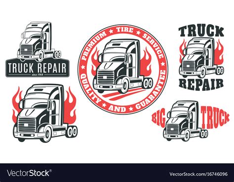 Set Of Logos Truck Repair Royalty Free Vector Image