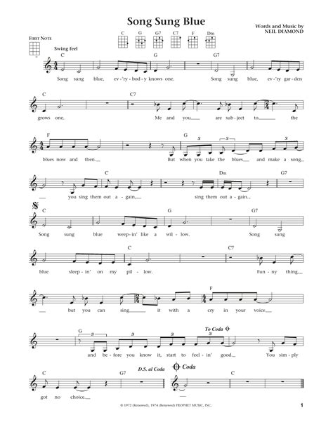 Neil Diamond Song Sung Blue From The Daily Ukulele Arr Liz And Jim Beloff Sheet Music And