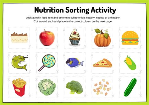 Nutrition Sorting Activity Worksheet Kidpid