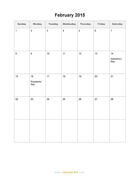 February 2015 Calendar Blank Printable Calendar Template