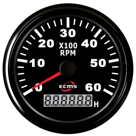 Ecms Tachometer 6000 Rpm Digital Hour Meter Black On Black Boat