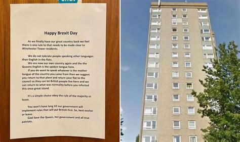 brexit day poster telling neighbours to ‘speak english or leave investigated by police