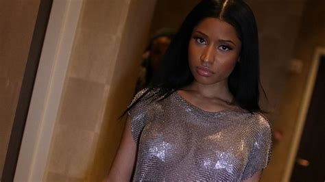 Nicki Minaj Goes Braless Wears See Through Shirt
