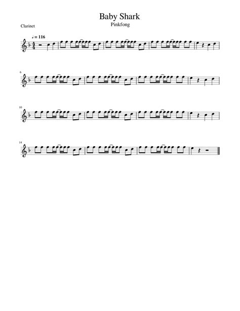 Baby Shark Sheet Music For Clarinet In B Flat Solo