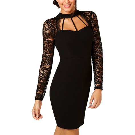 Guess Womens Black Bodycon Lace Sleeve Party Cocktail Dress 2 Bhfo 8178 Ebay