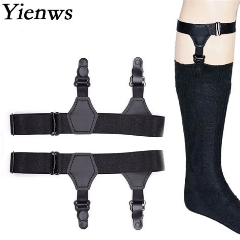 yienws braces suspensorio socks garters for men 2 5cm two clips sock holder stays suspenders