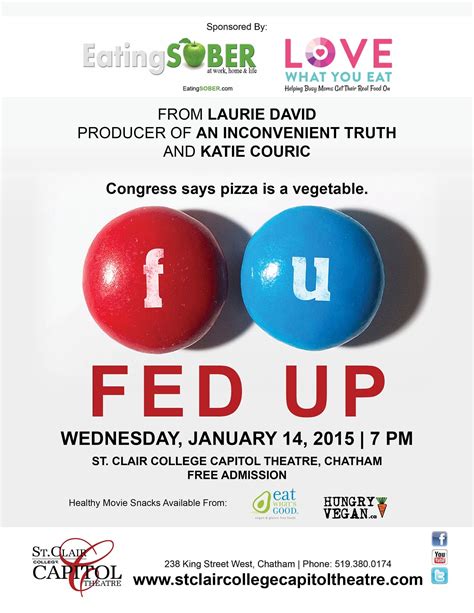 Documentary investigating the reasons behind the obesity epidemic in the us, in particular the impact of large quantities of in fed up , filmmaker stephanie soechtig explores this discouraging trend in people's heath by delving into the reasons behind this downward turn. Fed Up - The Movie Review! - CK Public Health