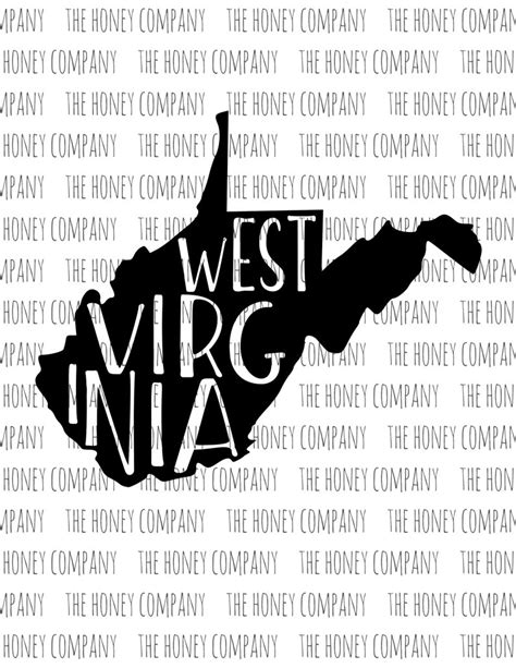 West Virginia Svg Png Dxf State Outline Instant Download Etsy