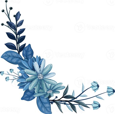 Blue Floral Bouquet With Watercolor Png