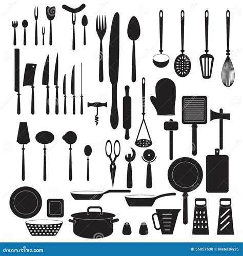 Kitchen Tool Icons Set Vector Silhouettes Stock Vector Image 56857630