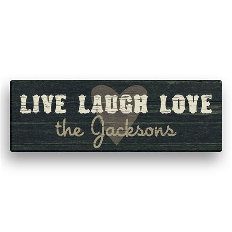 Live Laugh Love Personalized Black 6x18 Canvas With Block Font Wall