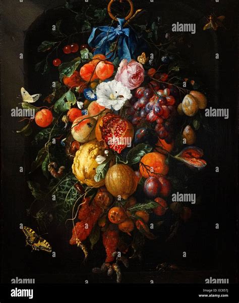 Painting Of A Festoon Of Fruit And Flowers Painted Jan Davidsz De Heem