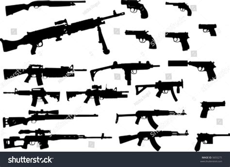 Vector Silhouettes Of Different Types Of Guns 5655271