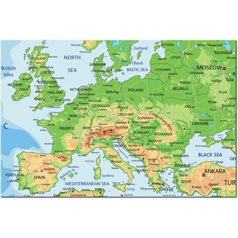 East Urban Home Map Of Europe Graphic Art On Wrapped Canvas Wayfair