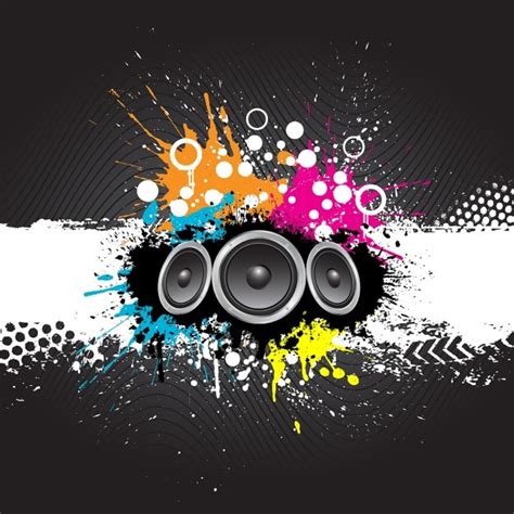 Free Vector Grunge Style Music Background With Speakers