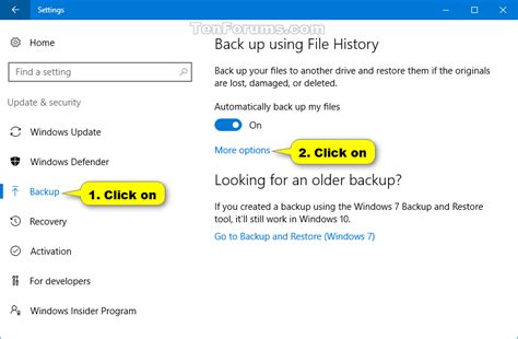 Backup Files And Folders With File History In Windows 10 Tutorials