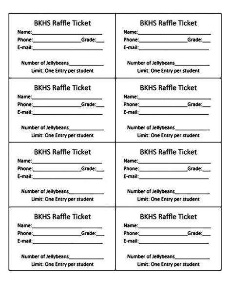 Printable Raffle Tickets Sheets