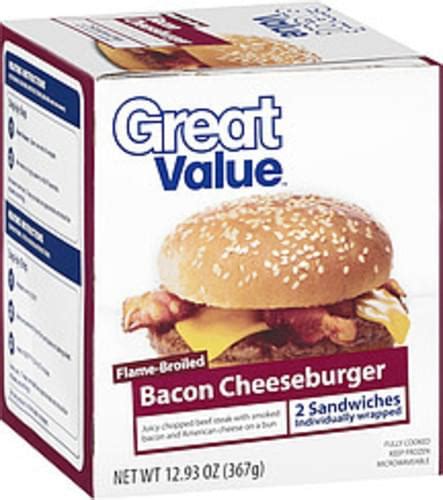 Great Value Sandwiches Flame Broiled Bacon Cheeseburger