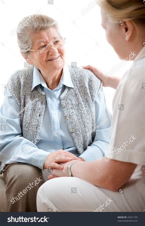 Senior Woman Is Visited Home By Her Doctor Or Caregiver At Home Ad Ad Visited Woman Senior