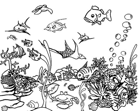 Coloring Pages Ecosystem Pollution Drawing Ocean Land Colouring Clipart