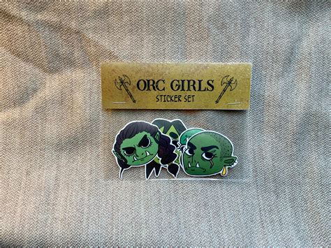 Orc Girls Sticker Set Dungeons And Dragons Orc Girlfriend Etsy