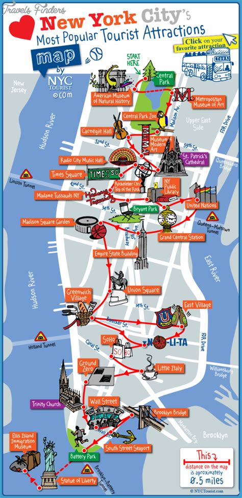 New York Map Points Of Interest Travelsfinderscom
