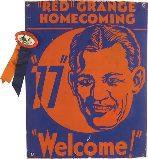 Rare 1934 Red Grange Homecoming Poster And Pin 2