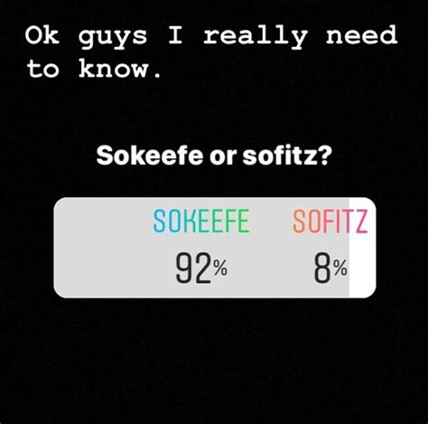 In this amino you can create fanfic and fanart about your favorite kotlc person! A popular Instagram poll for sokeefe or sofitz! #kotlc # ...