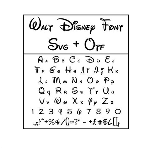 Walt Disney Font Svg Walt Disney Otf Alphabet Disney Otf Etsy