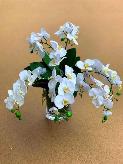 White Orchid Arrangement Faux Flower Arrangements Orchid Arrangements Silk Floral Arrangements