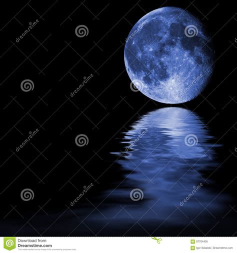 Blue Moon With Reflections Stock Image Image Of Water 97704405
