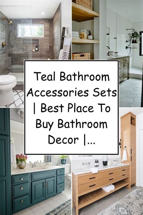 This designer bathroom set includes 2 bath rugs: Bathroom Tray Set | Teal Bathroom Bin | Navy Blue Bathroom ...