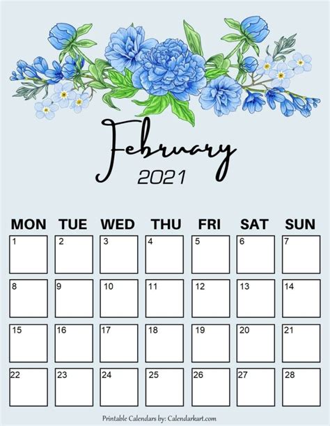 You can also add these monthly 2021 calendars to your 2021 planner. Cute & Free Printable February 2021 Calendars { 6 Pretty ...
