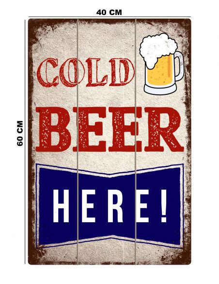 Vinoxo Large Vintage Bar Poster Wall Hanging Plaque Cold Beer Here