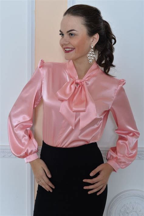 Pink Satin Bow Blouse Frilly And Satin Pinterest Pink