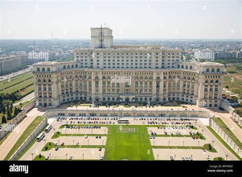 Aerial Photograph Of The Romanian Palace Of Parliament In The City Of