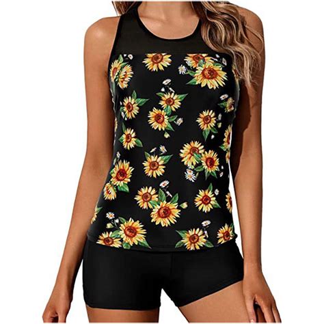 Sexy Tankini Sunflower Swimsuit Female Swimwear Women Plus Size