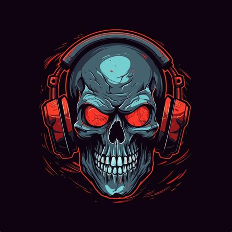 Logo Of An Angry Skull Wearing Headphones Designed In Esports