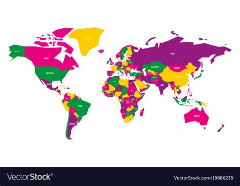 Colorful Map World Simplified Map Royalty Free Vector Image